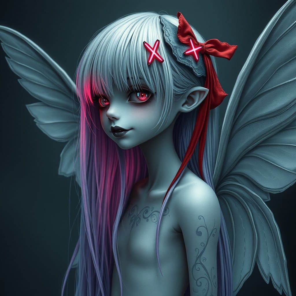 Ethereal Angel with Moth-Inspired Design and Gothic Aestheti...