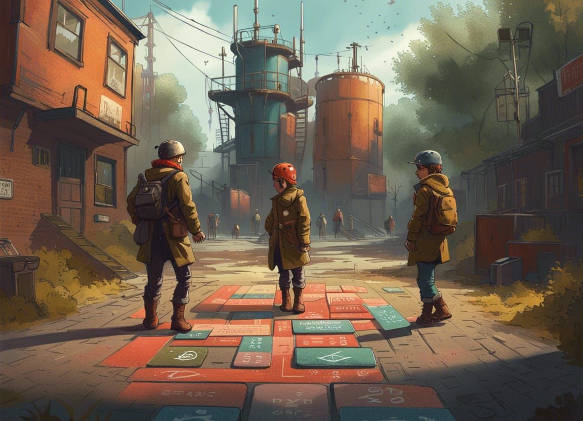 Dieselpunk Pirates Play Hopscotch: Photorealistic Digital Ar...