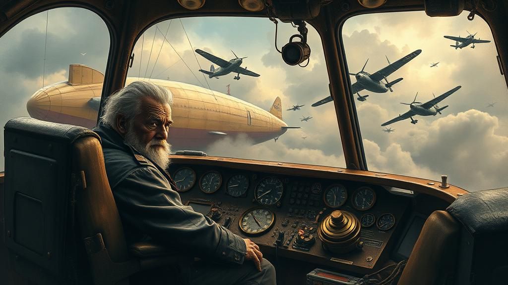 Steampunk Airship Captain in Gouache Style