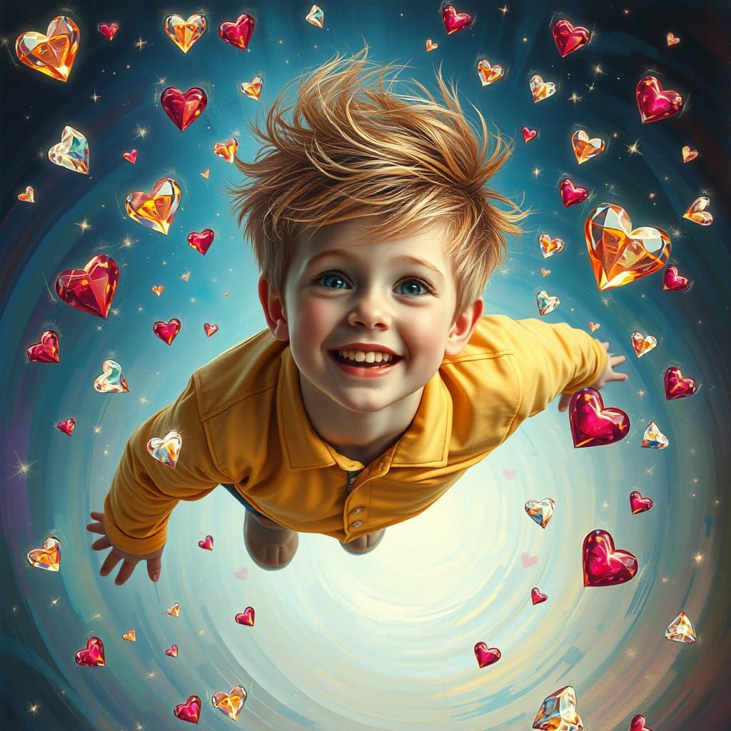 Surrealist's Dream of Boy George in Mid-Air with Sparkling D...