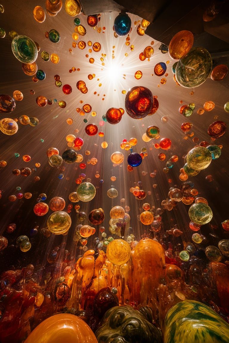 Molten Glass Orbs Dance in Natural Light