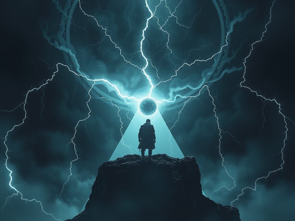 Figure Enters Void in Turbulent Thunderstorm