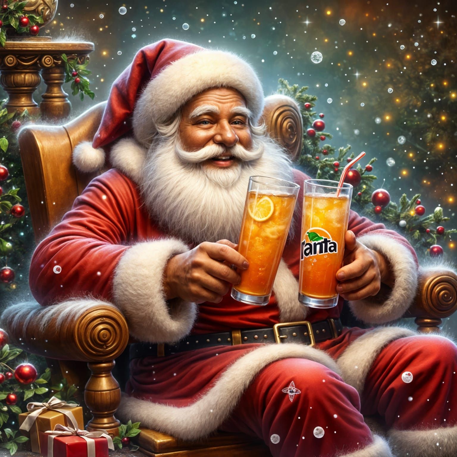 Surreal Santa in a Fanta Frenzy
