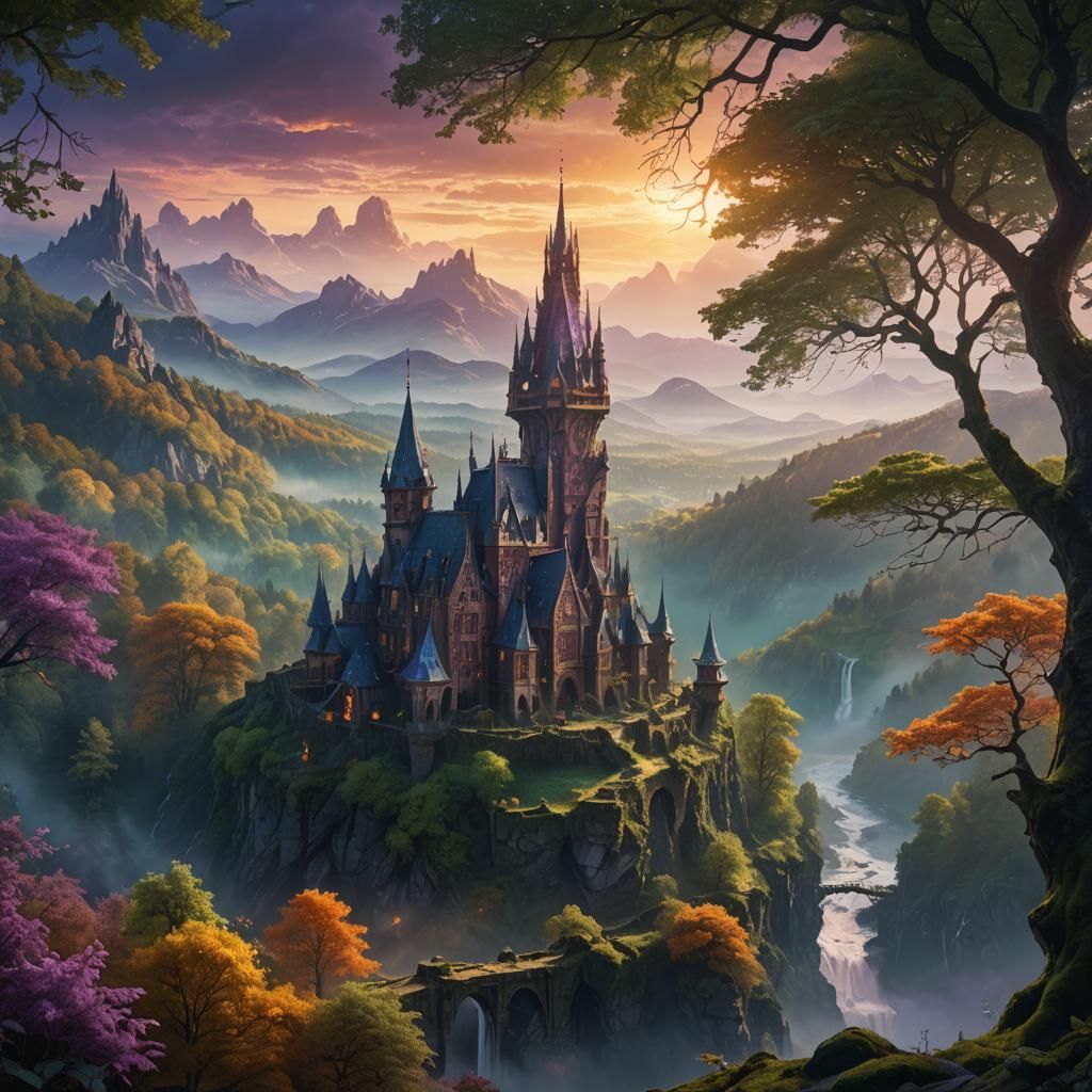 Mystical Tower in Sprawling Forest, Digital Matte Painting