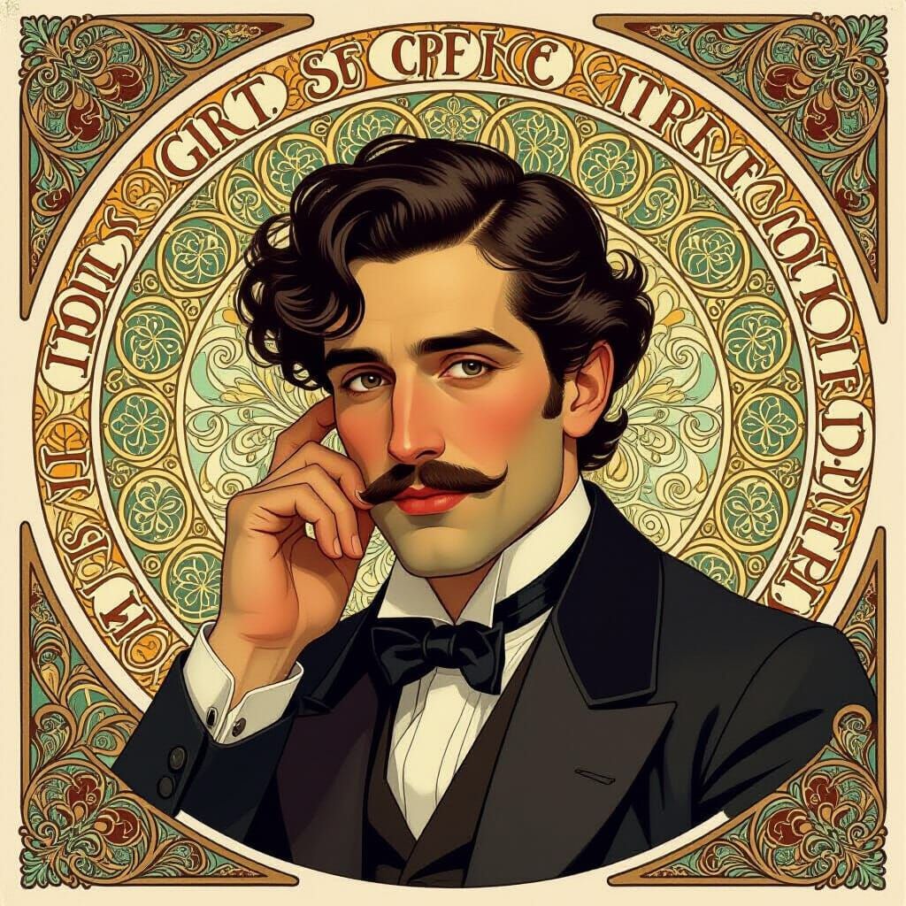 Art Nouveau Portrait of a Complex Man