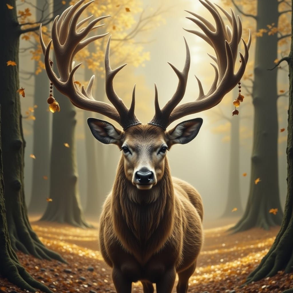 Majestic Deer With Large Antlers