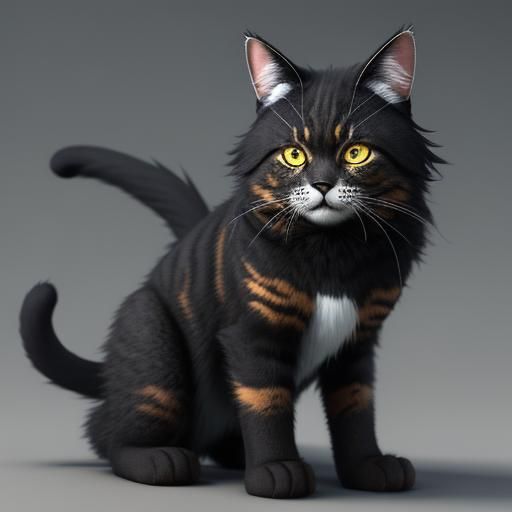 Anime Cat with Brown Fur and Sharp Claws