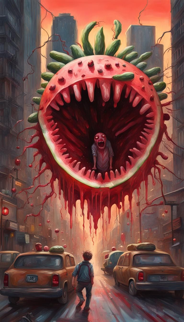 Giant Watermelon Zombie Takes Over City