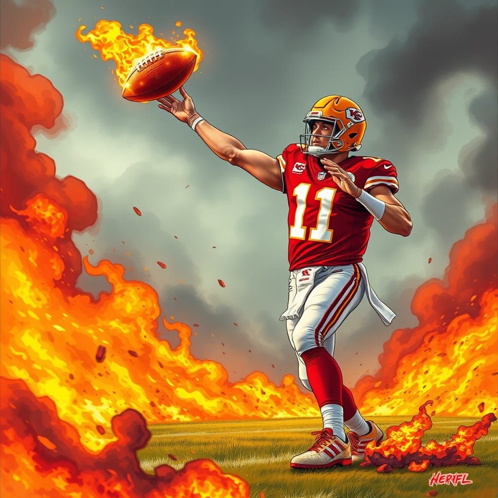 Dramatic Football Launch in Blazing Action