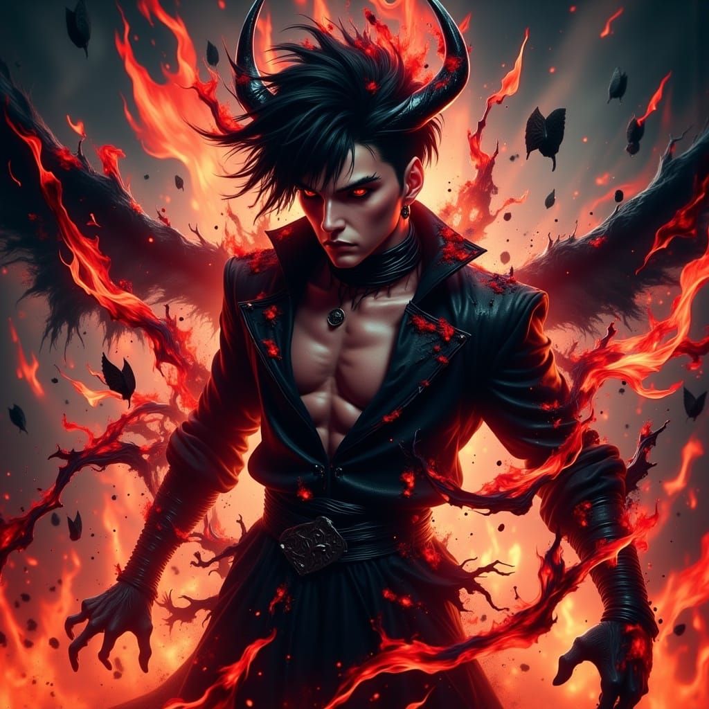 A Young Boy Wields the Power of the Underworld in a Swirling...