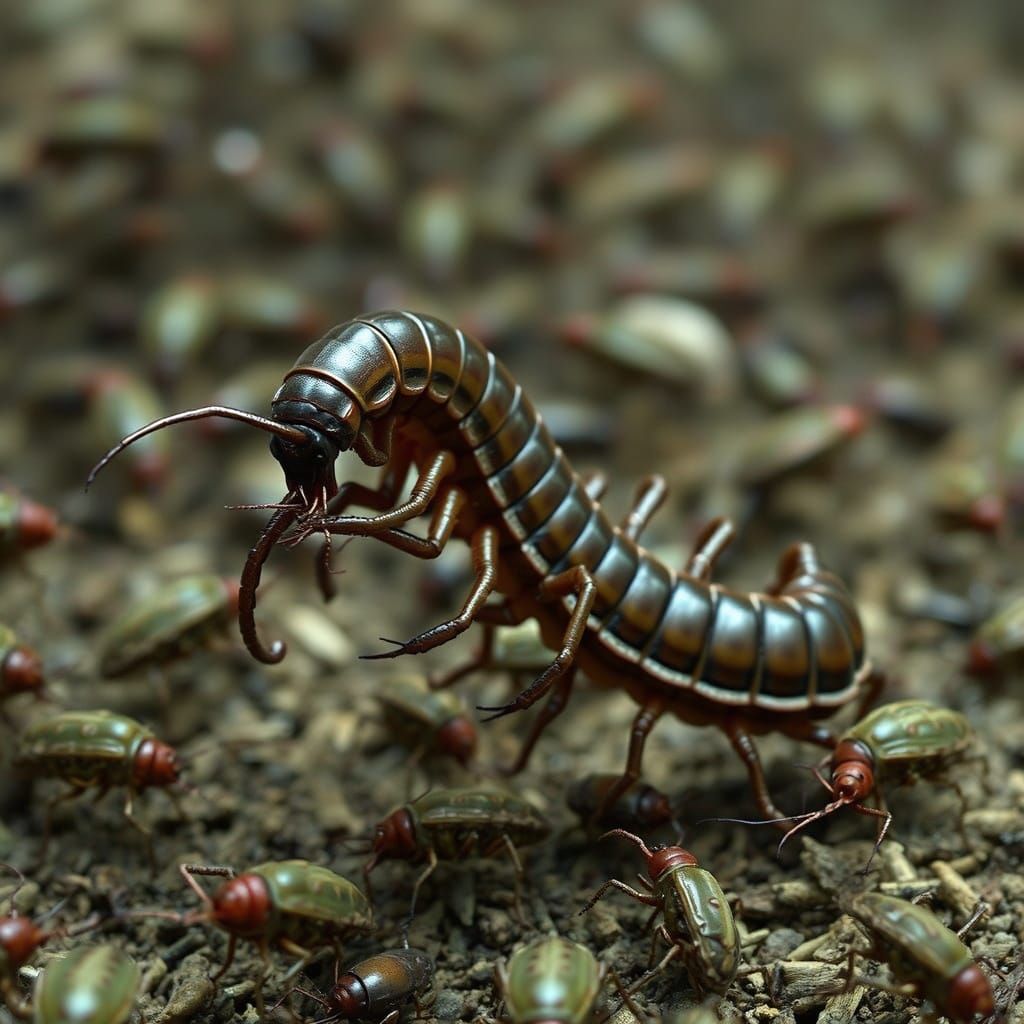 Nightmarish Centipede Swarm in Biomechanical Style