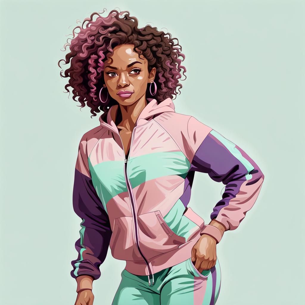 Attractive Woman in Jogging Suit: Abstract Art