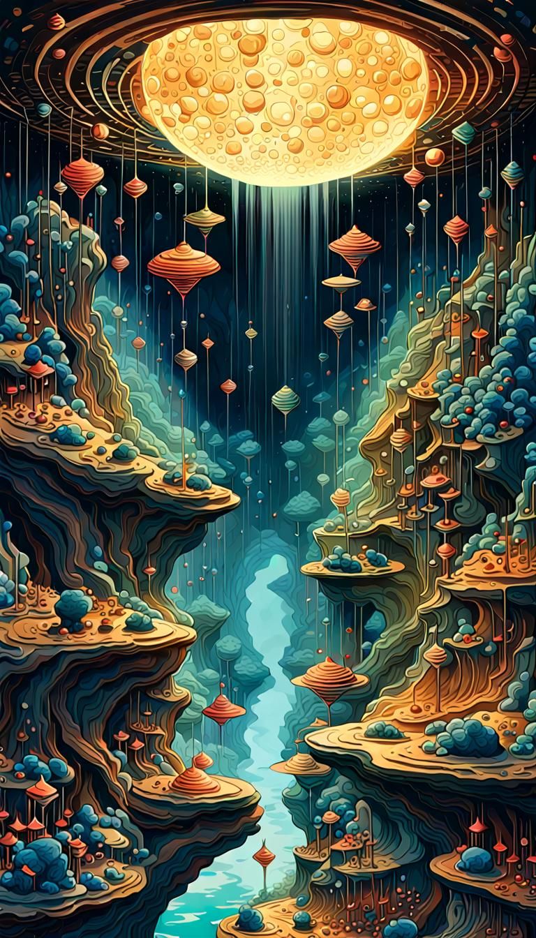 Serene 3D Geometric Abstract in Psychedelic Style