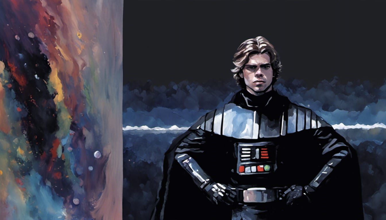 Anakin Skywalker in Space: Gouache Impressionist Masterpiece