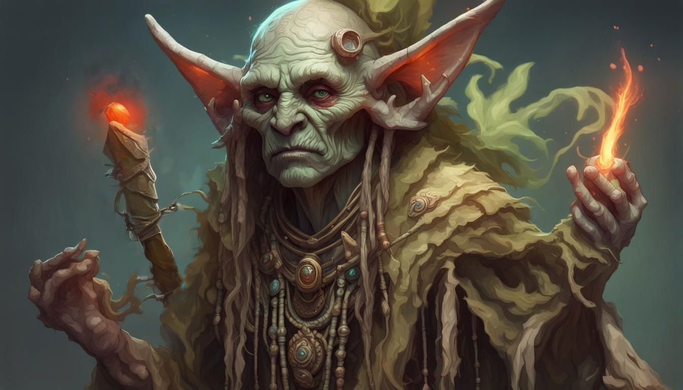 Goblin Shaman Portrait in Hyperdetailed Style