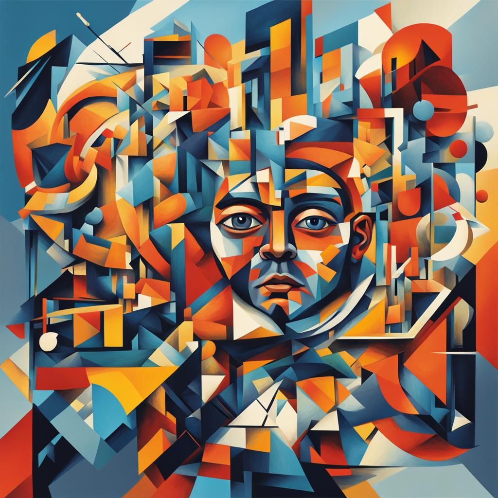 Cubist Dreamscape from a Loaded Paintbrush