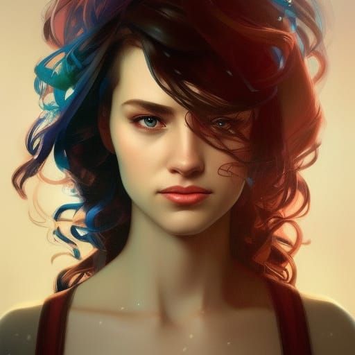 America and Russia Portrait in Art Nouveau Style