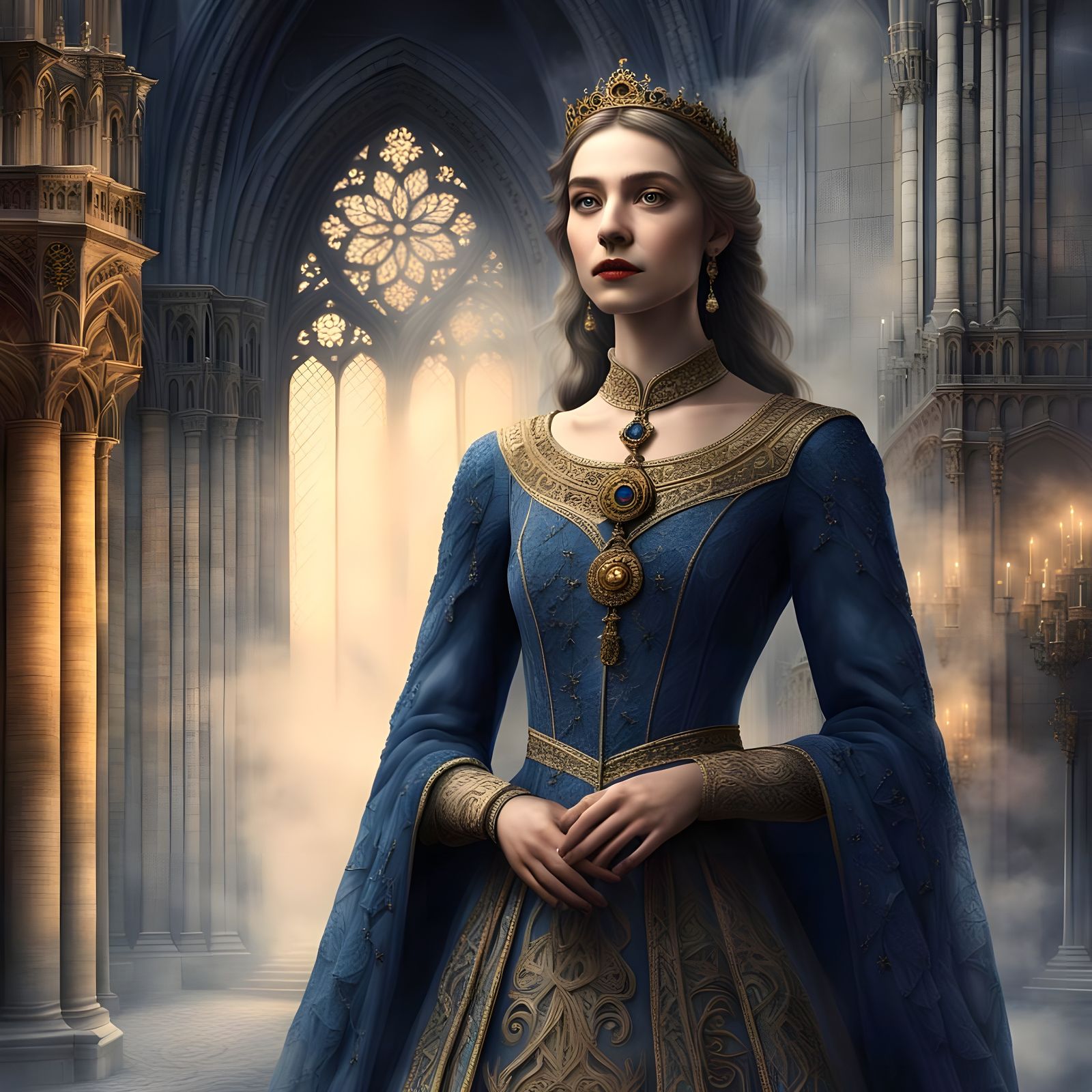 Fantasy Book Cover: Medieval Princess at Notre-Dame