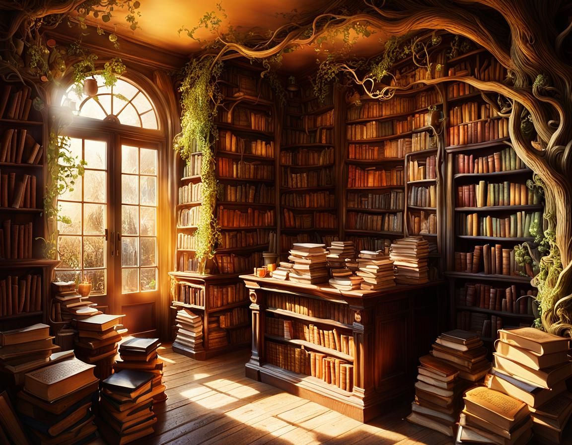 Enchanted Bookshop in Folkloric Style