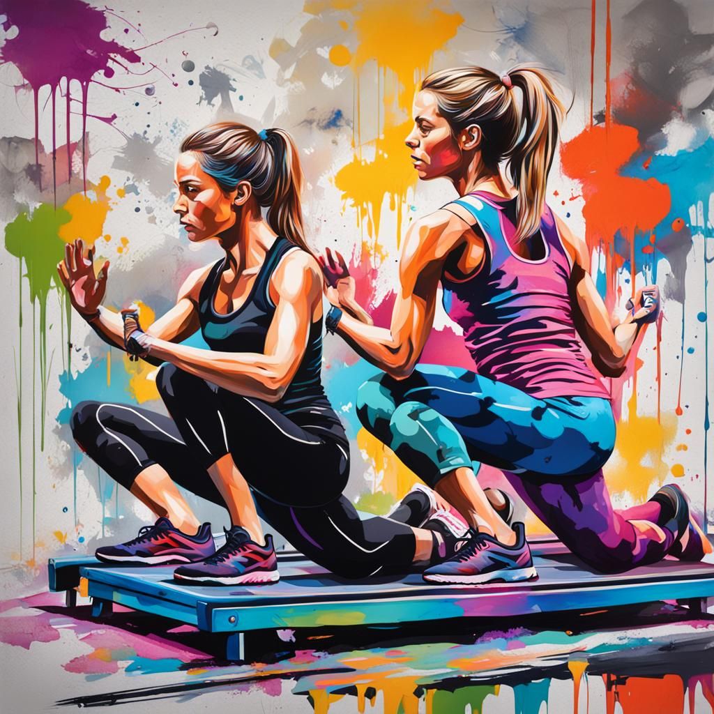 Pilates Ladies in Graffiti Street Art Style