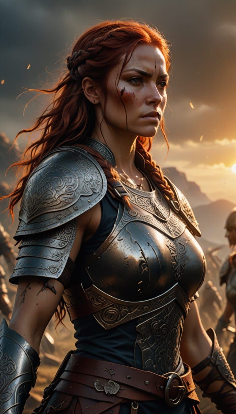 Female Warrior Victory in Frank Frazetta Style