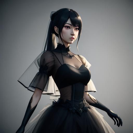 Woman in Tulle: 3D Anime Art