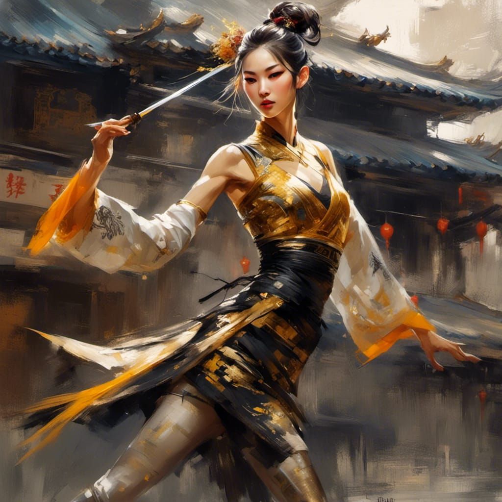 Shaolin Warrior Woman in Genshin Impact Style