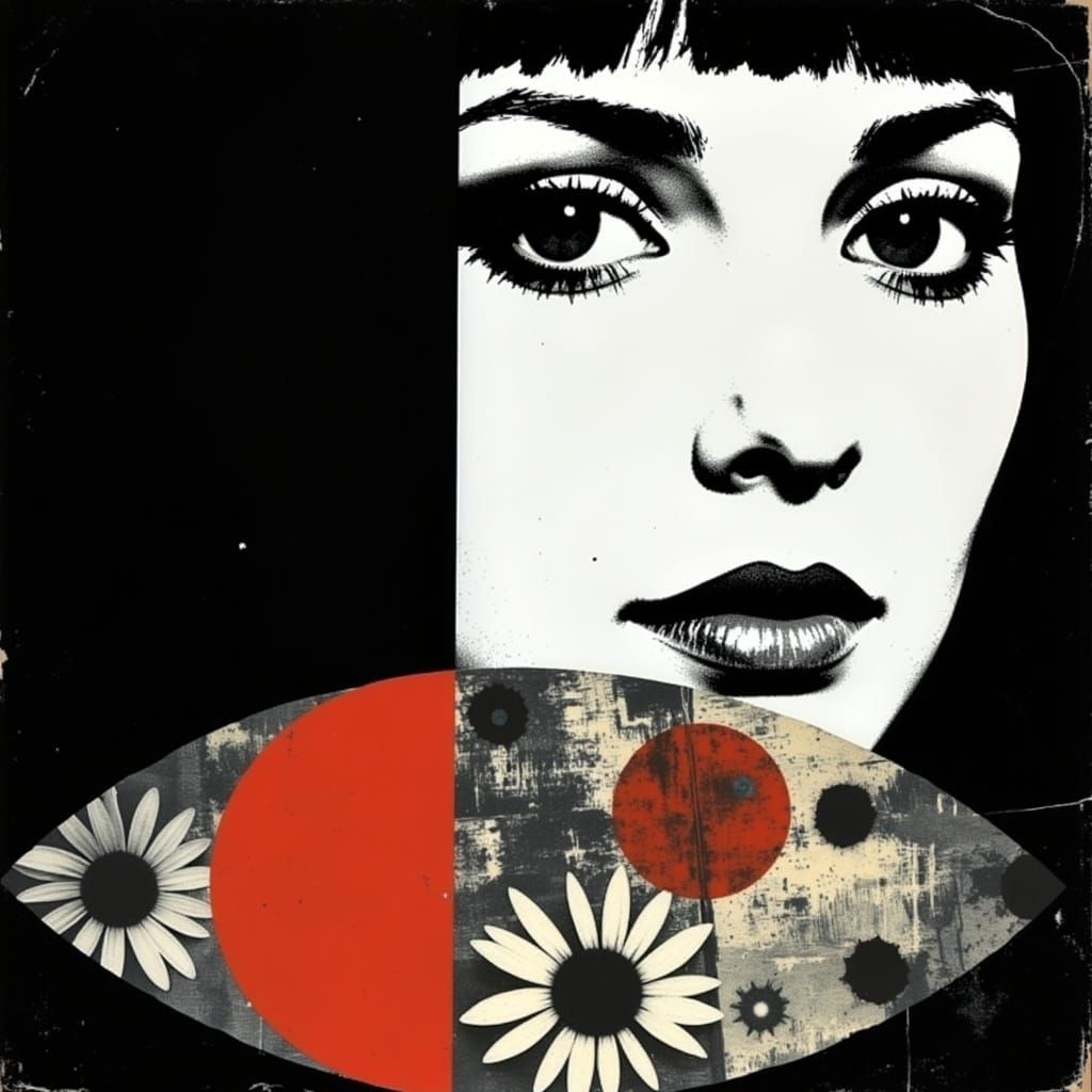 Bohemian Woman in Psychedelic Floral Style