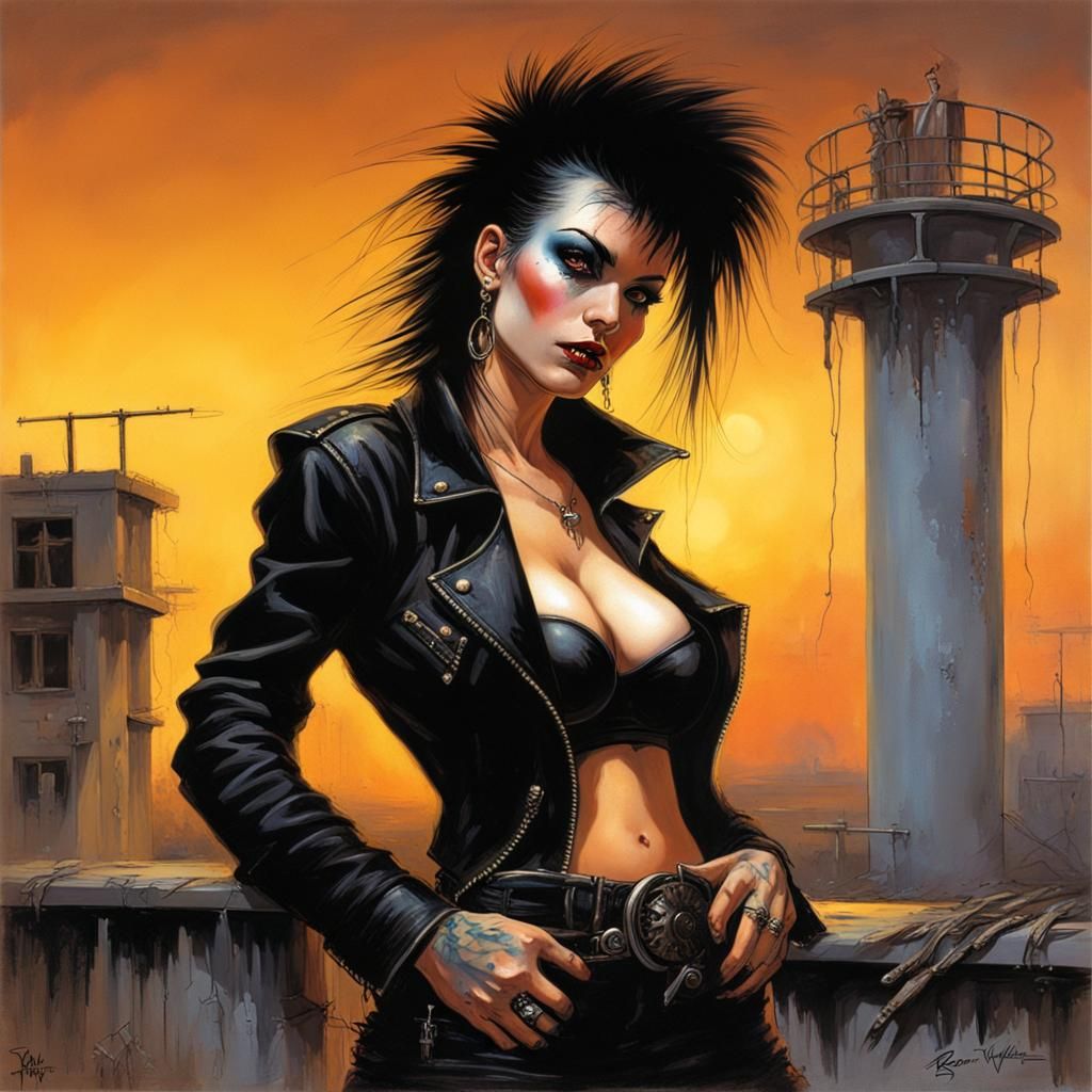 Punk Goth Woman in Abandoned Hospital