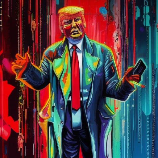 Cyberpunk Villain Donald Trump Graffiti Art