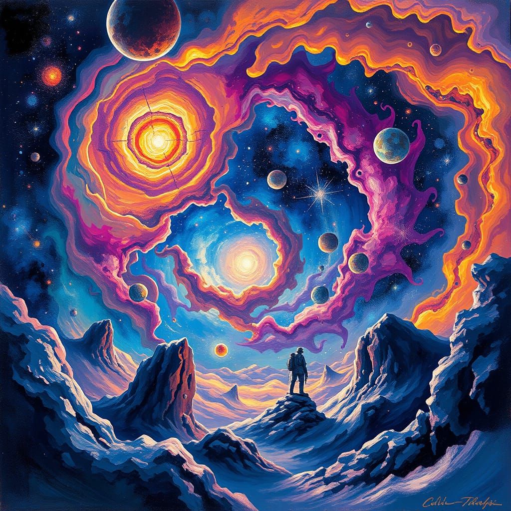 Cosmic Dreamscape in Vibrant, Ethereal Style