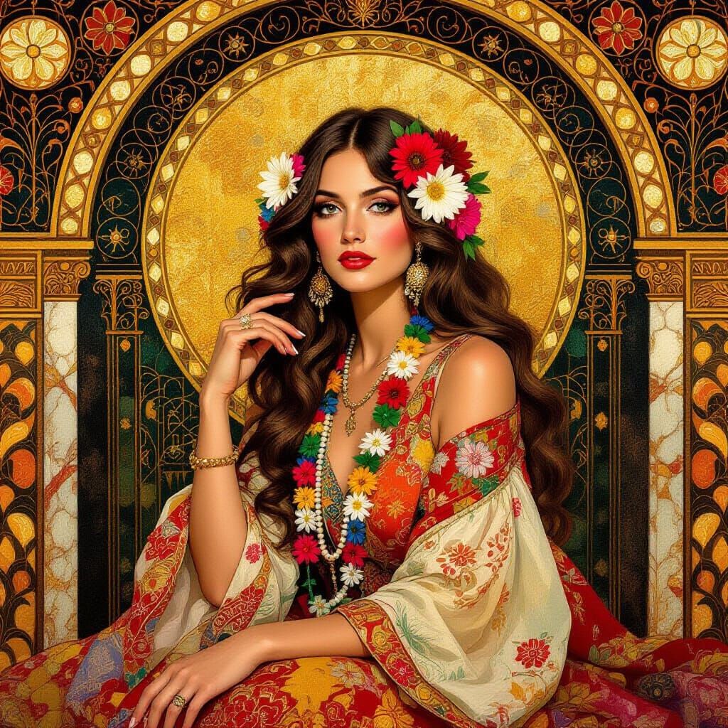Bohemian Woman in Renaissance Style Painting