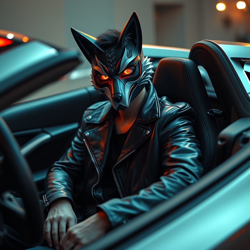Korean Celebrity in Fox Mask Drives Luxury Sports Car
