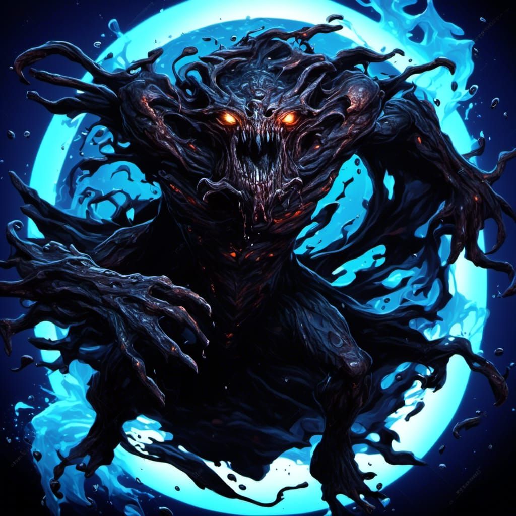 Surreal Melting Figure in High Contrast Acrylic