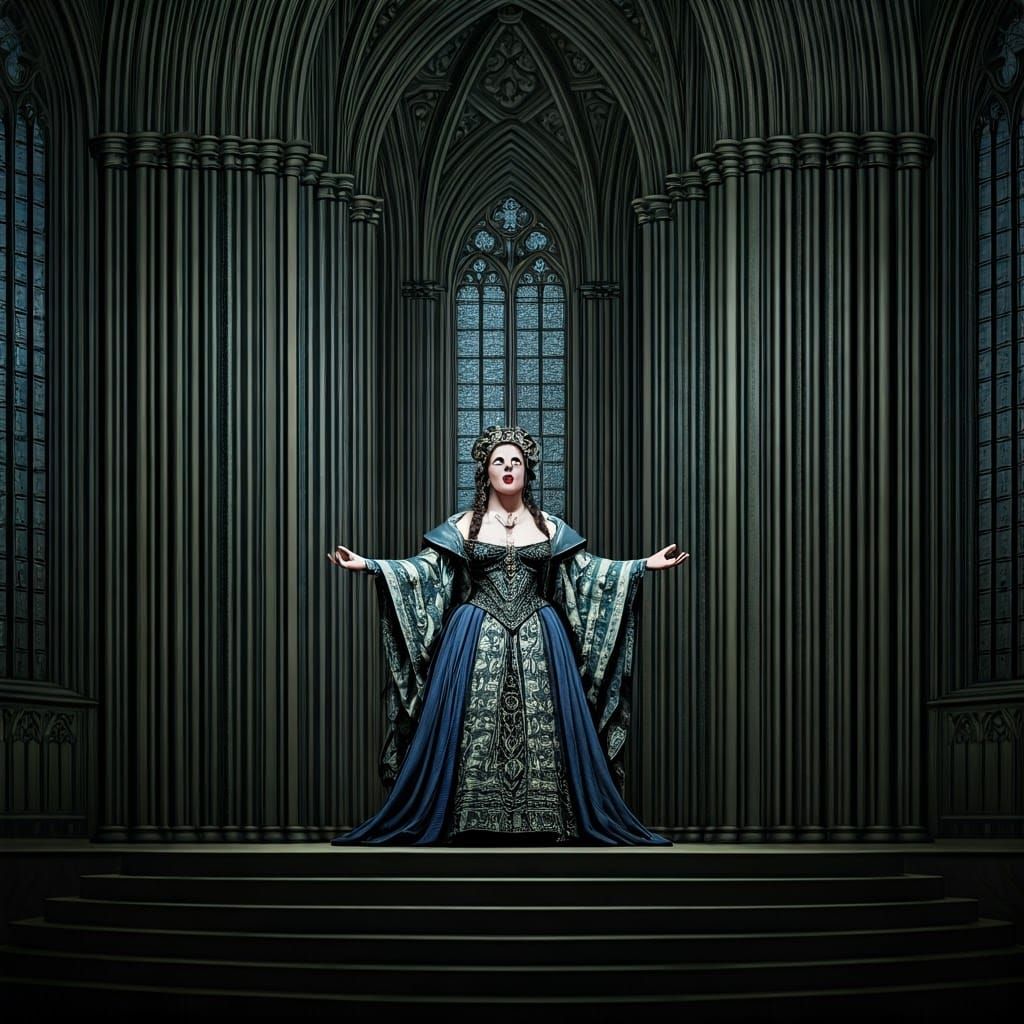 Epic Opera Singer in Gothic Grandeur