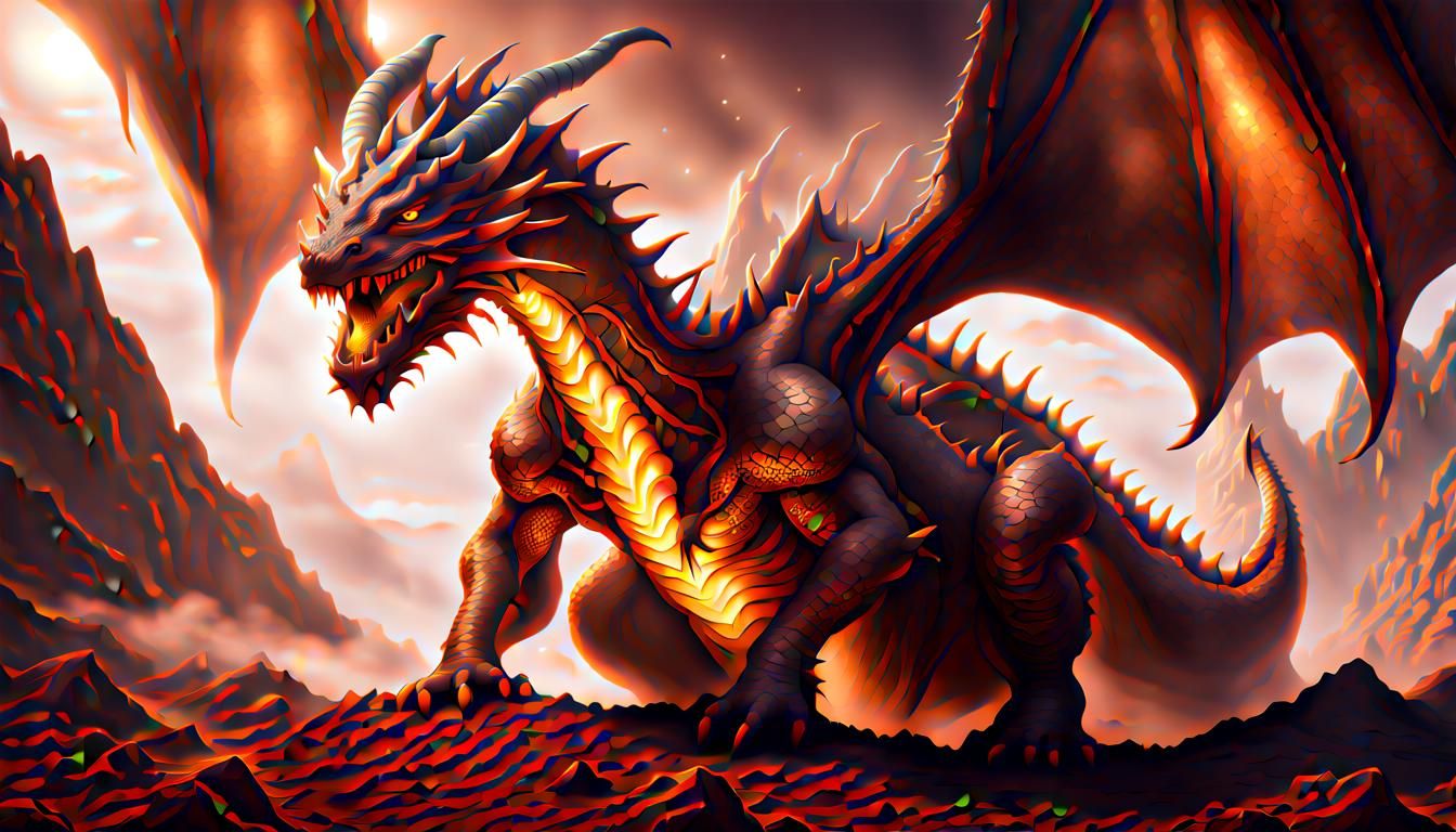 Epic Brown Dragon God Emerges from Ground