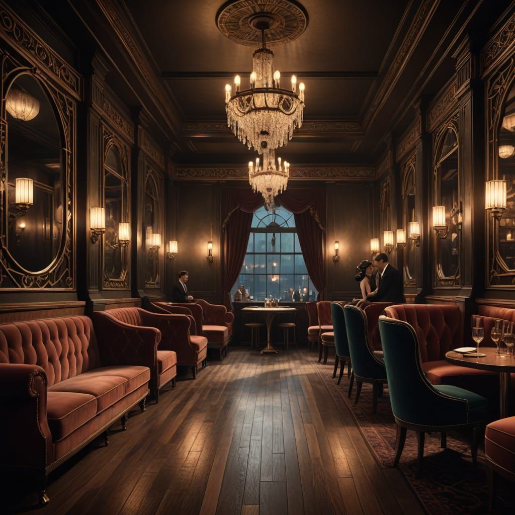 1920s Speakeasy Scene with Jazz in Art Deco Style