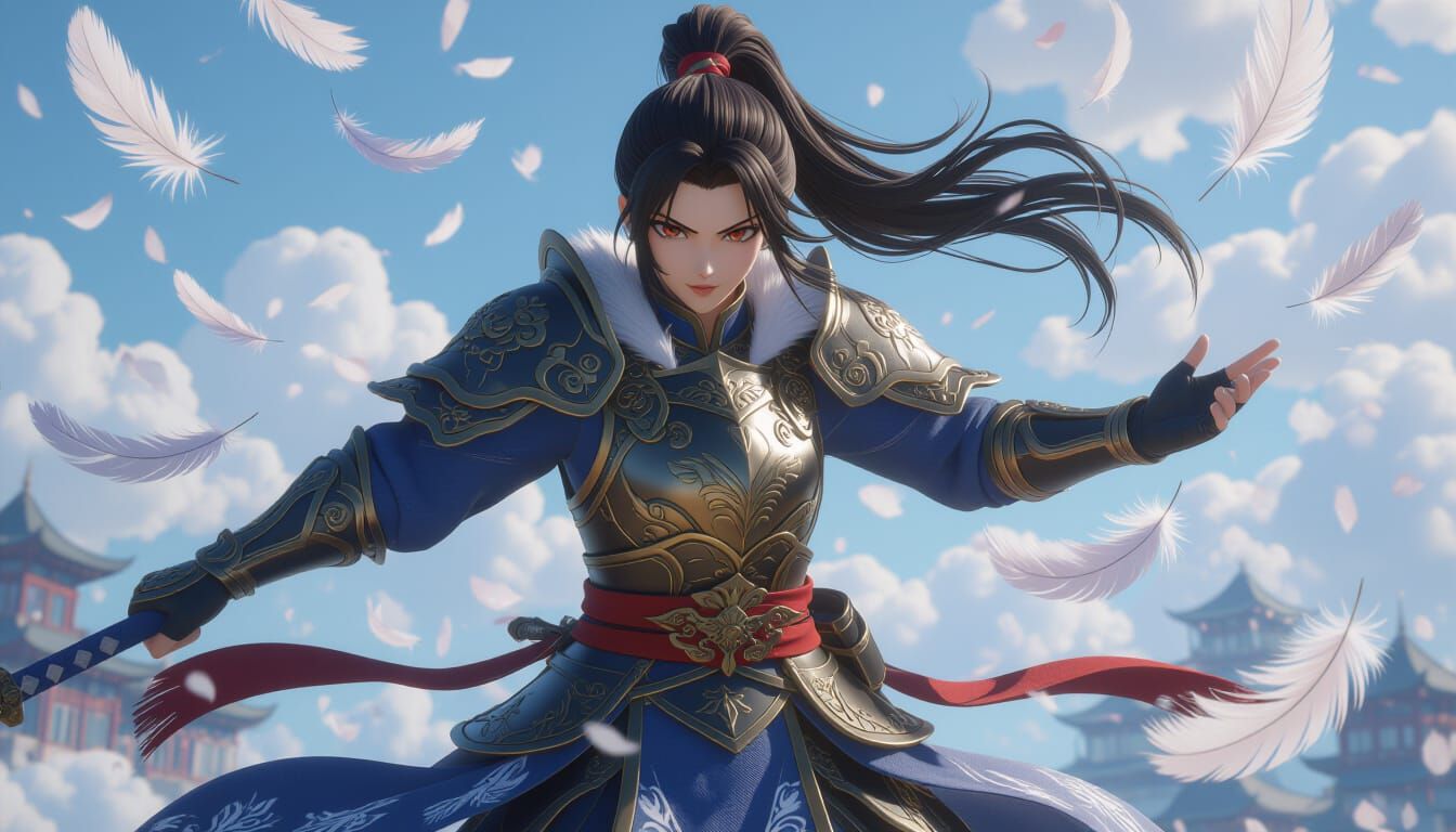 Wuchang in Falling Feathers: 3D Anime Art