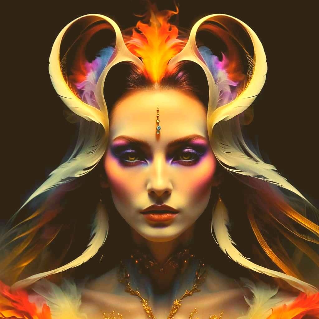 Ethereal Figure Emerges in Vibrant, Dreamlike Landscape