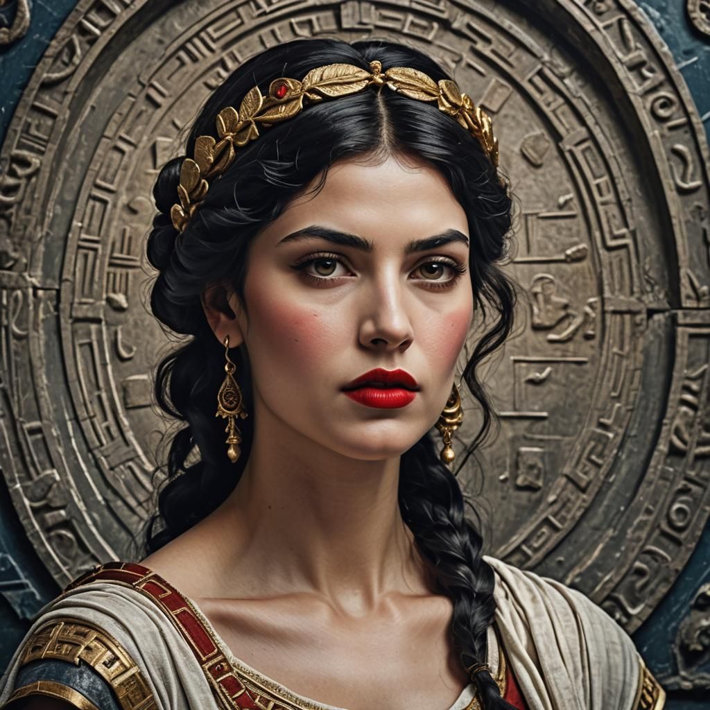 Hyperrealistic Portrait of a Greek Woman