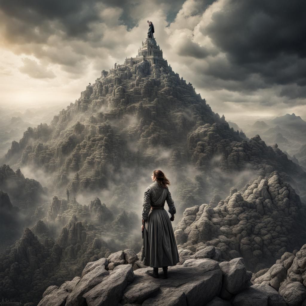 Epic Mountain Battle: Woman Versus Army in HDR