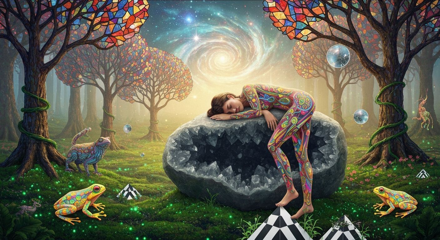 Dreamlike Forest Glade with Bioluminescent Moss