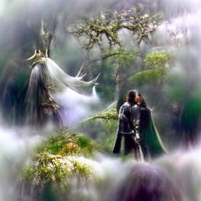 Aragorn and Arwen in Silver Mist