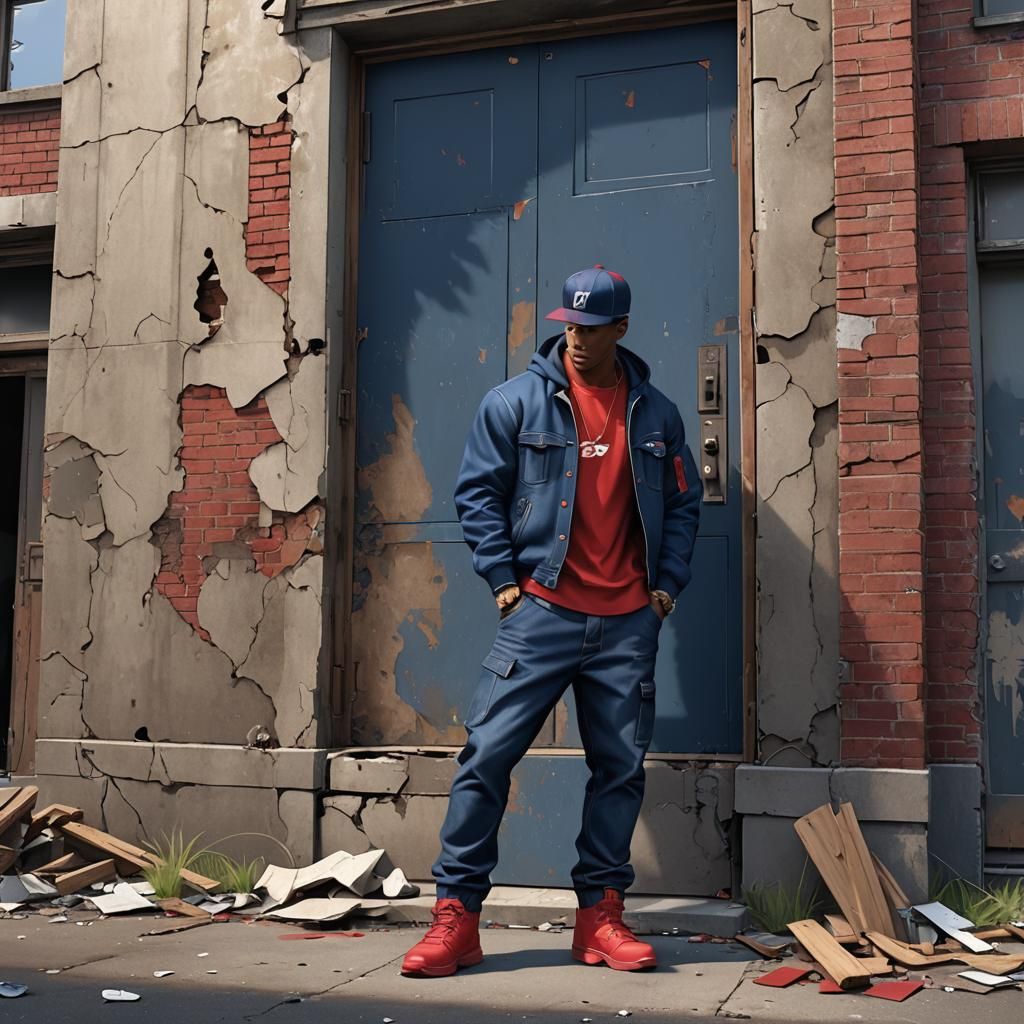 Urban Hip Hop Construction Worker in Anime Style