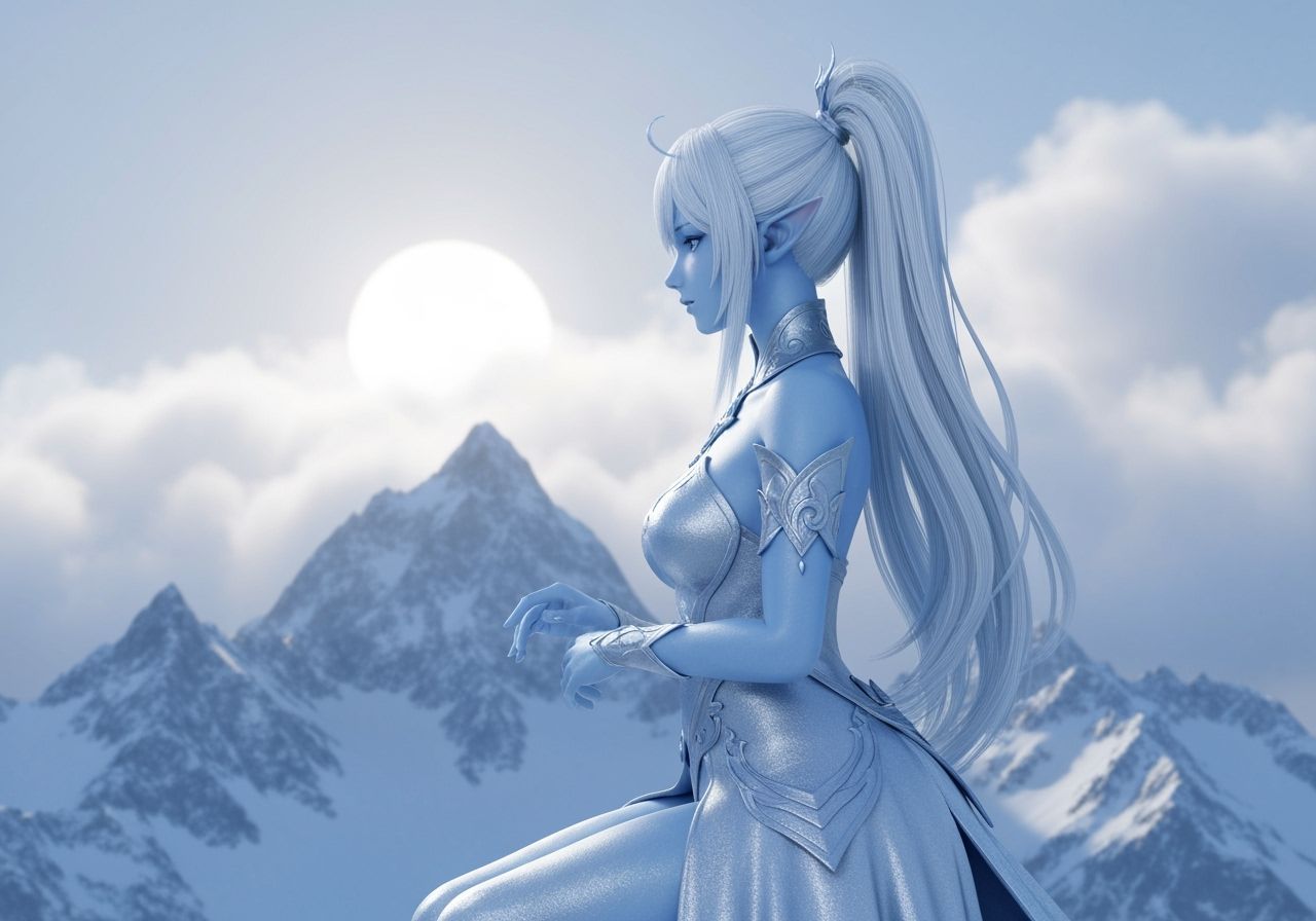 Ice Elf in Silver Gown, Contemplative Melancholy