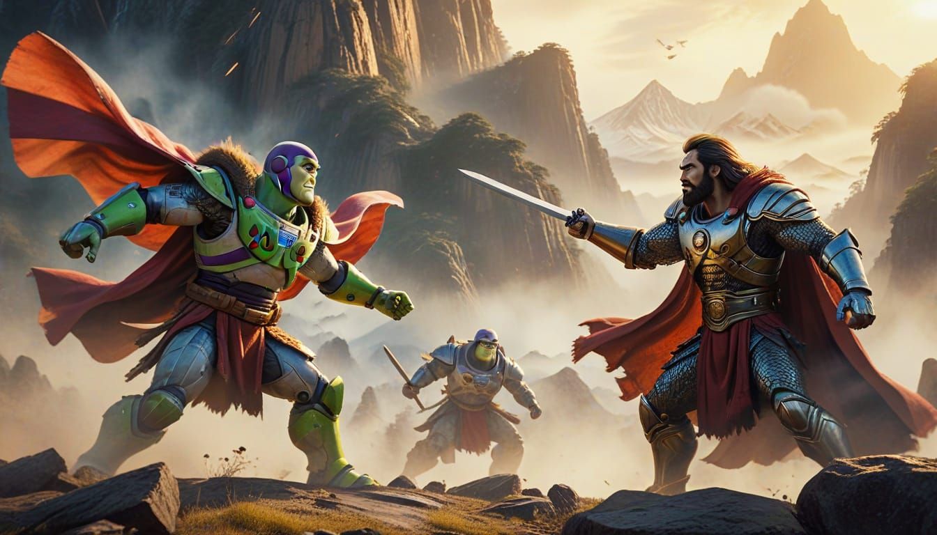 wuxia battle between buzz lightyear and captain caveman