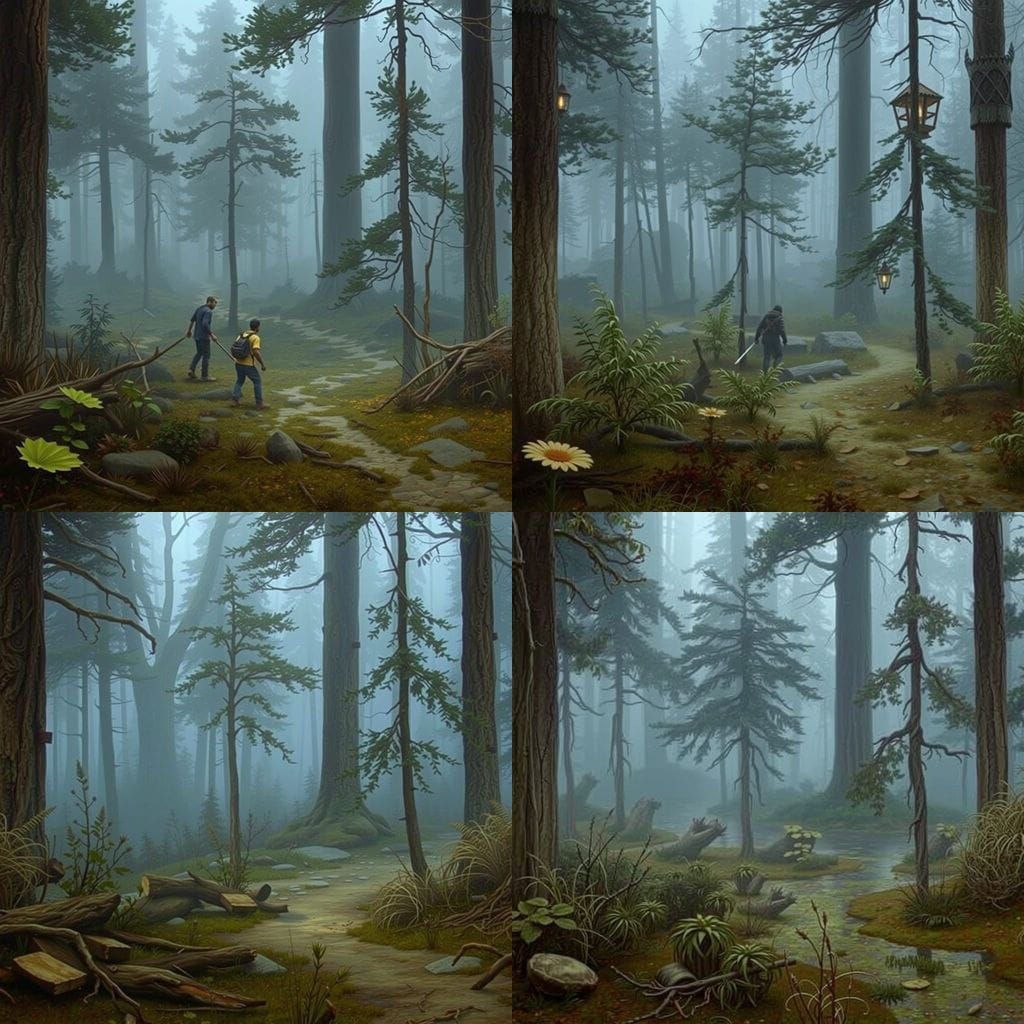 Mysterious Far East City Forest at Dusk