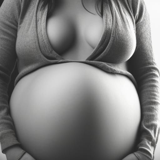 Hyperrealistic Photo of Pregnant Woman with Large Belly