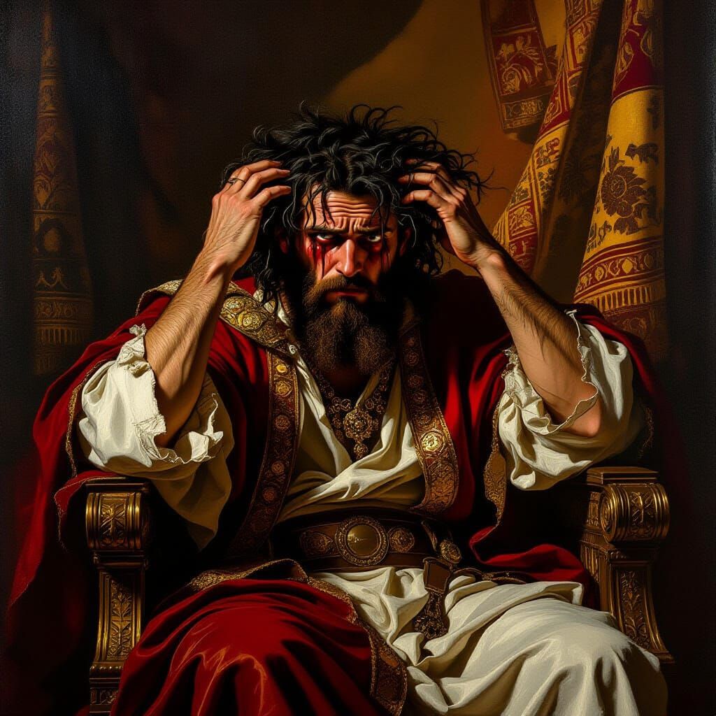 Solomon's Frustration: A Baroque-Style Depiction in the Temp...