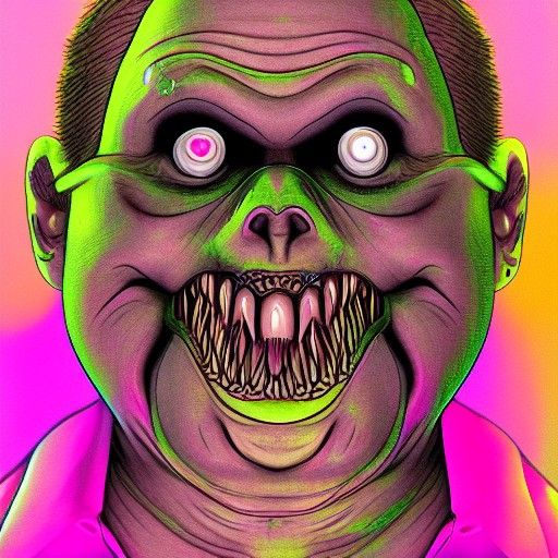 Evil Pigman in Holographic Astral Illustration
